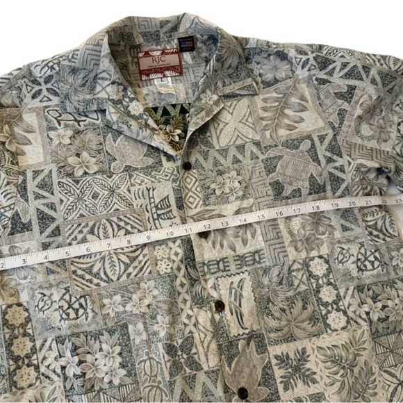 RJC Hawaiian Shirt Mens Large Made in USA Turtles Made In Hawaii - Picture 7 of 7
